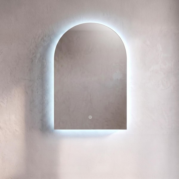 Badkamerkast met boogvormige spiegel en LED-verlichting 60 x 90 cm