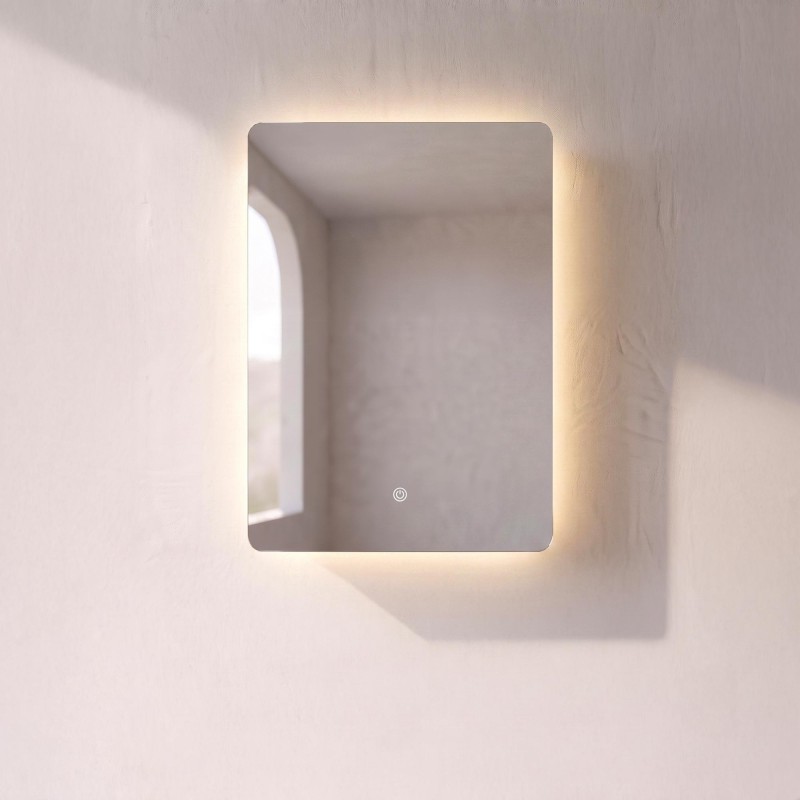 Badkamerkast met rechthoekige spiegel en LED-verlichting 60 x 80 cm