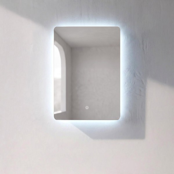 Badkamerkast met rechthoekige spiegel en LED-verlichting 60 x 80 cm