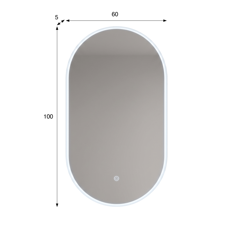 Ovale badkamerspiegel met LED-verlichting 60 x 100 cm