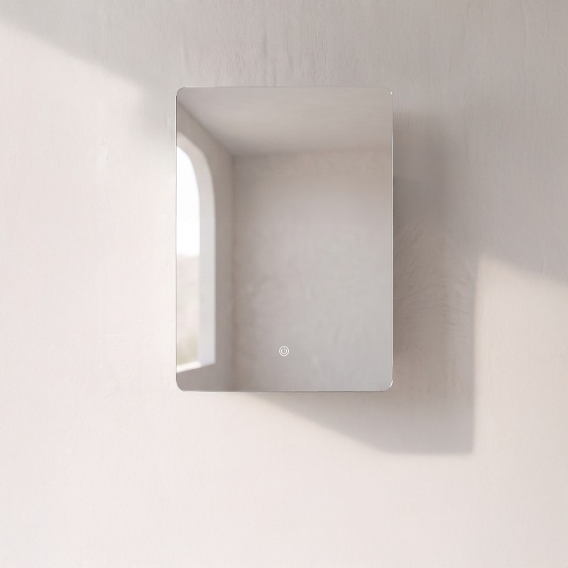 Badkamerkast met rechthoekige spiegel en LED-verlichting 60 x 80 cm