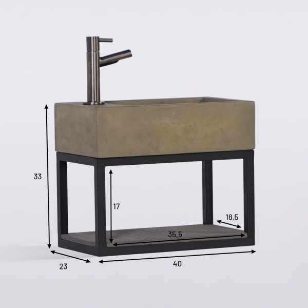 Handwasbak met handdoekrek en betonnen waskom - Core