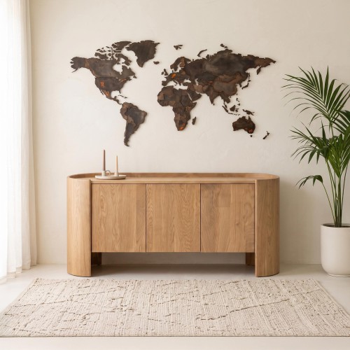 Dressoir in massief eikenhout met 3 deuren 165 cm - Lago