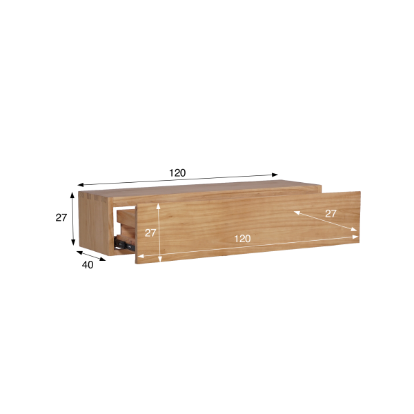 Hangend badkamermeubel onder wastafel van massief hout - Trinity