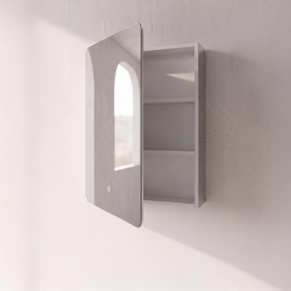 Badkamerkast met rechthoekige spiegel en LED-verlichting 60 x 80 cm
