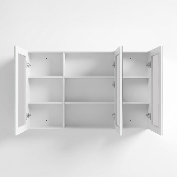 Badkamerkast met driedelige spiegel en LED-verlichting 120 x 75 cm