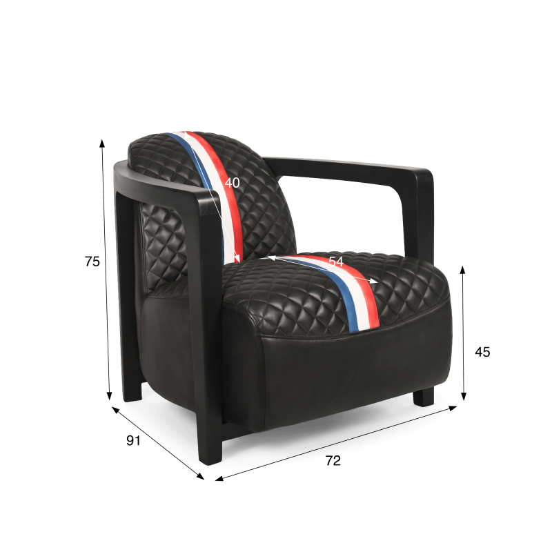 Clubfauteuil in echt leer - Racing design