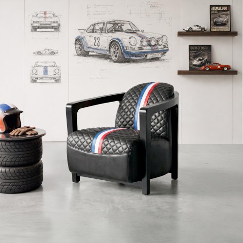 Clubfauteuil in echt leer - Racing design