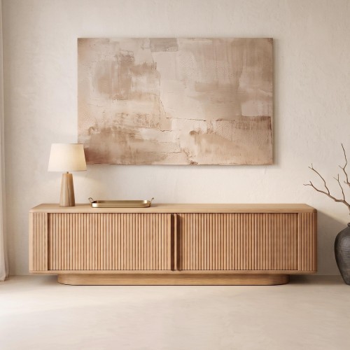 Design tv-meubel van eikenhout met schuifdeuren 200 cm - Kael