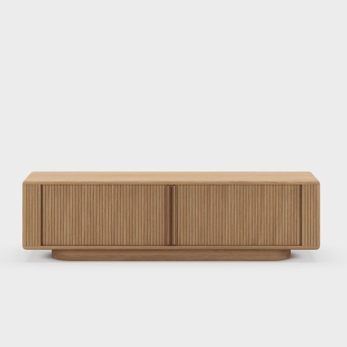 Design tv-meubel van eikenhout met schuifdeuren 200 cm - Kael