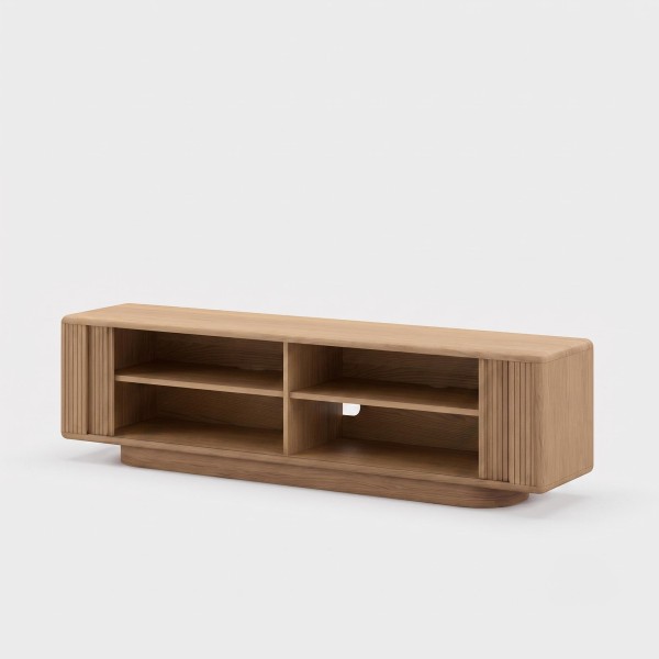 Design tv-meubel van eikenhout met schuifdeuren 200 cm - Kael