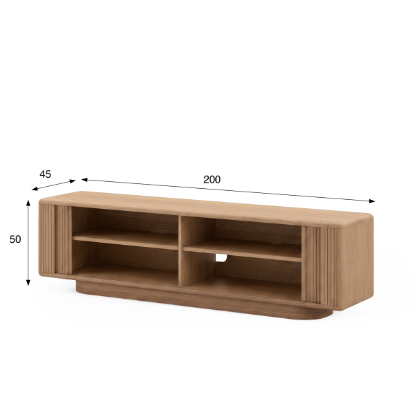 Design tv-meubel van eikenhout met schuifdeuren 200 cm - Kael