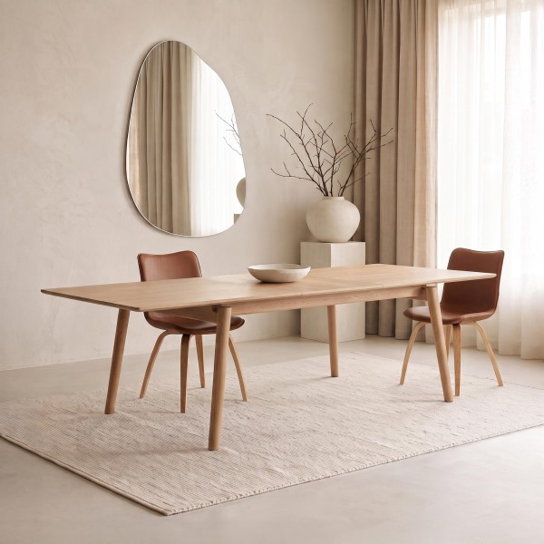 Eettafel van eikenhout 200 x 100 cm met verlengblad van 60 cm - Elin