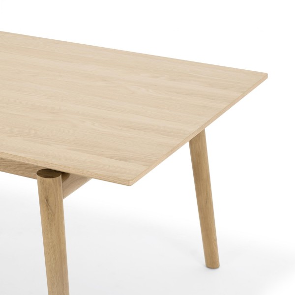 Eettafel van eikenhout 200 x 100 cm met verlengblad van 60 cm - Elin