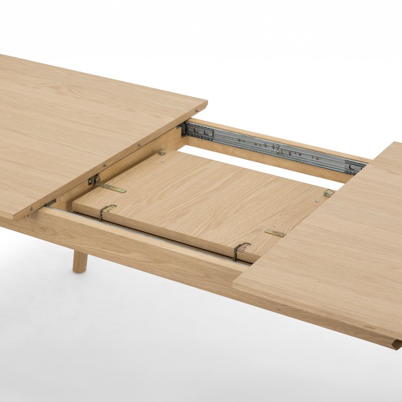 Eettafel van eikenhout 200 x 100 cm met verlengblad van 60 cm - Elin