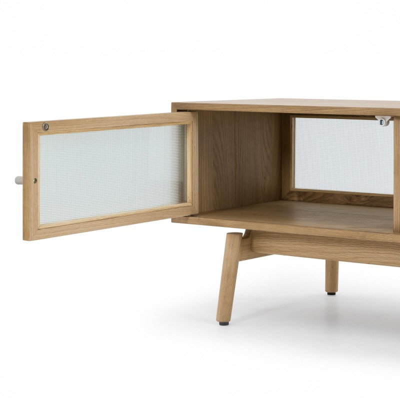 Tv-meubel van natuurlijk eikenhout 160 cm - Elin