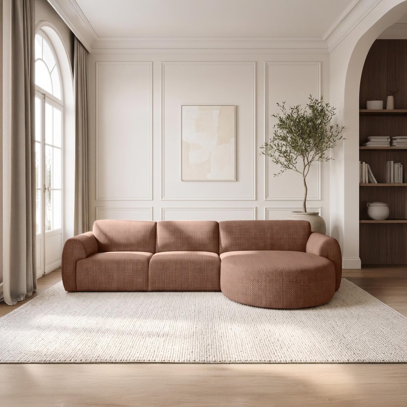 Hoekzetel 5-zits in stof met chaise longue rechts - Viana