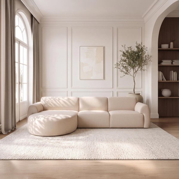 Hoekbank 5-zits in stof met chaise longue links - Viana