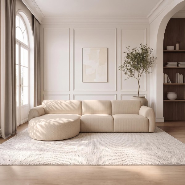 Hoekbank 5-zits in stof met chaise longue links - Viana