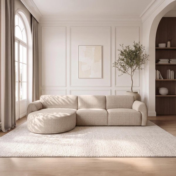 Hoekbank 5-zits in stof met chaise longue links - Viana
