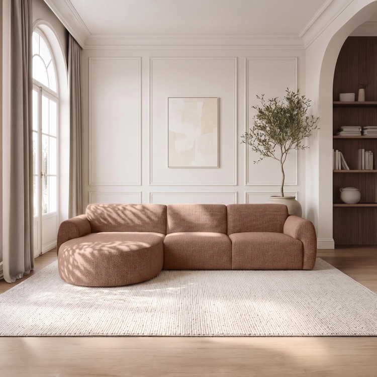 Hoekbank 5-zits in stof met chaise longue links - Viana