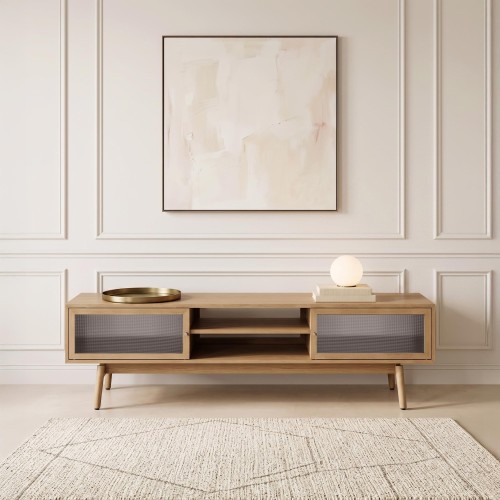 Tv-meubel van natuurlijk eikenhout 160 cm - Elin