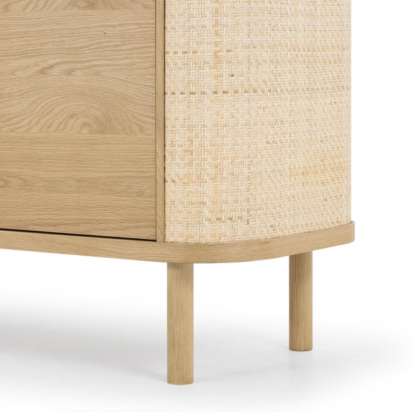 Dressoir met 4 deuren in natuurlijk eikenhout en rotan - Maja