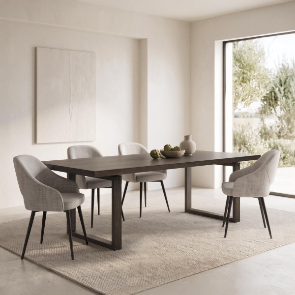 Eettafel van donker eikenhout 220 cm - Oria