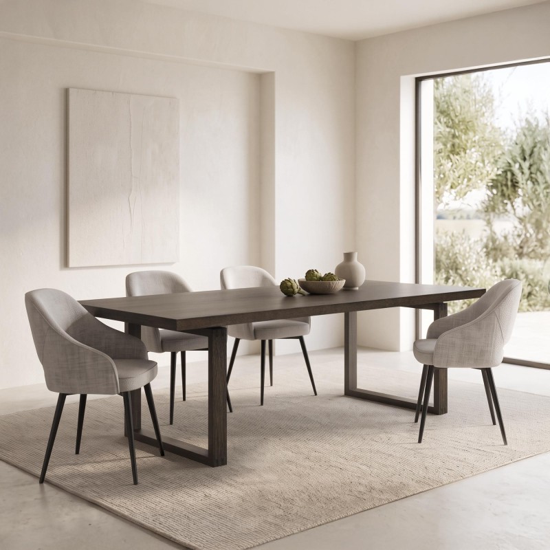 Eettafel van donker eikenhout 220 cm - Oria