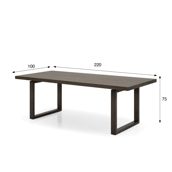 Eettafel van donker eikenhout 220 cm - Oria