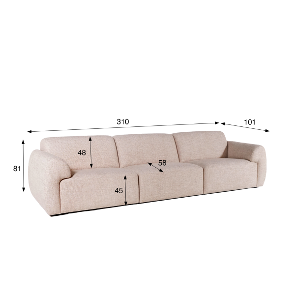 Comfortabele 4-zitsbank in stof - Viana