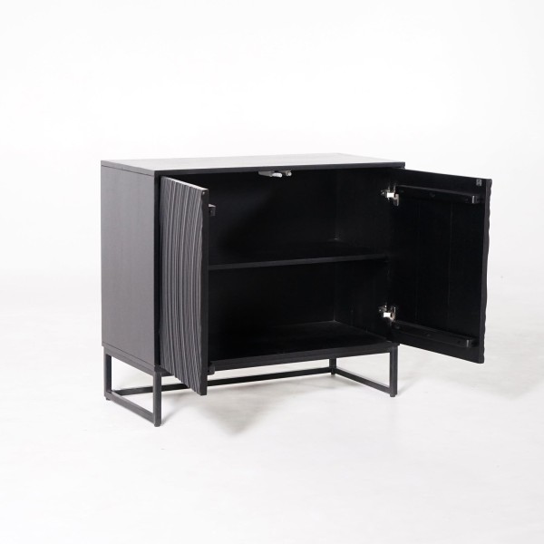 Modern design dressoir van zwart massief mangohout - 85 cm - Radian