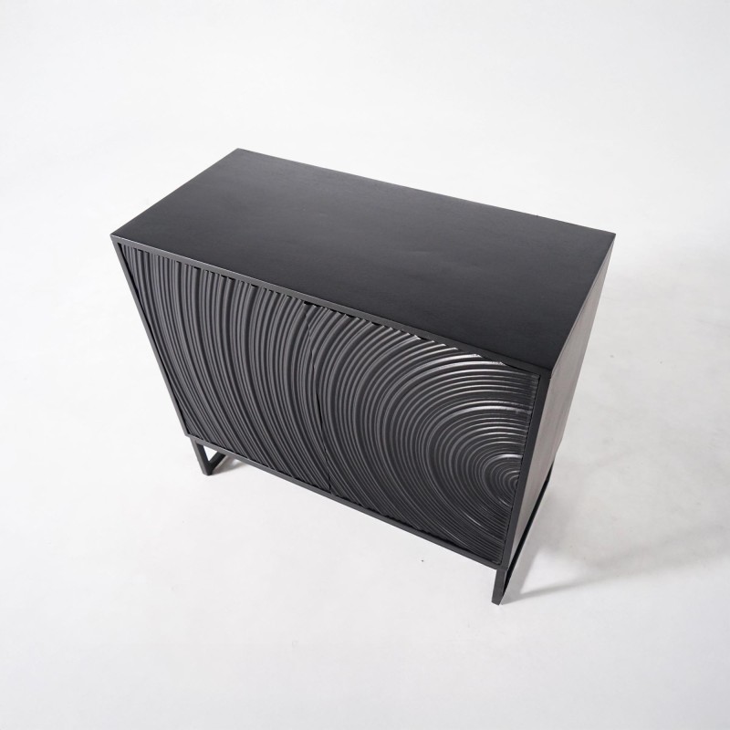Modern design dressoir van zwart massief mangohout - 85 cm - Radian