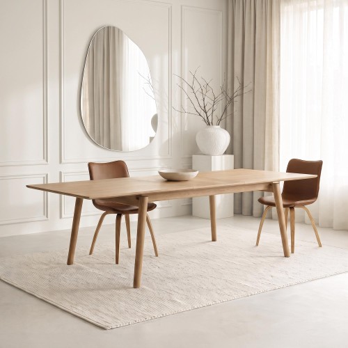 Eettafel van eikenhout 200 x 100 cm met verlengblad van 60 cm - Elin