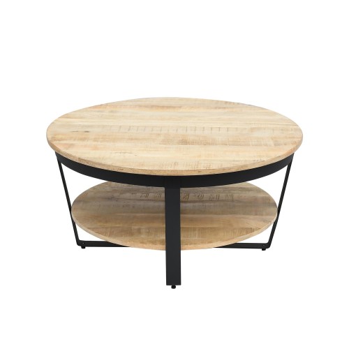 Ronde salontafel in hout en metaal in industriële stijl - Hadley