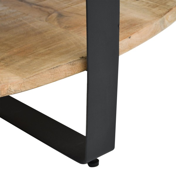 Ronde salontafel in hout en metaal in industriële stijl - Hadley