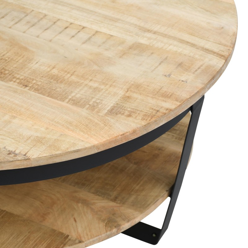 Ronde salontafel in hout en metaal in industriële stijl - Hadley