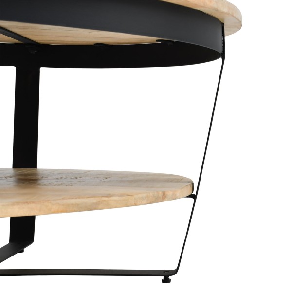 Ronde salontafel in hout en metaal in industriële stijl - Hadley