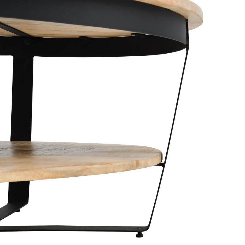 Ronde salontafel in hout en metaal in industriële stijl - Hadley