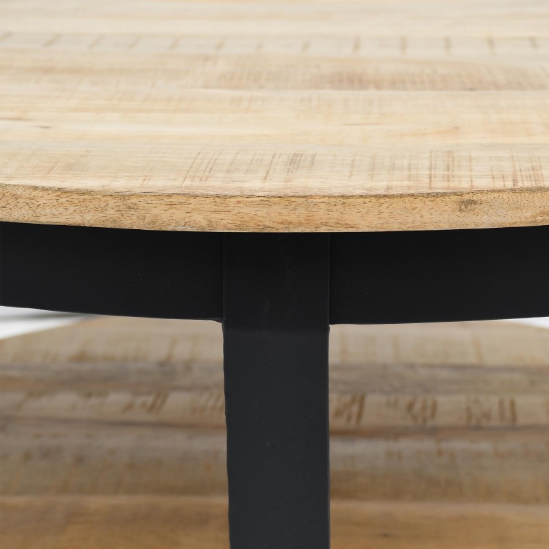 Ronde salontafel in hout en metaal in industriële stijl - Hadley