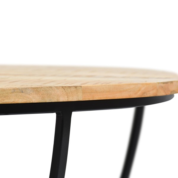 Ronde salontafel in massief hout en zwart metaal - Corven
