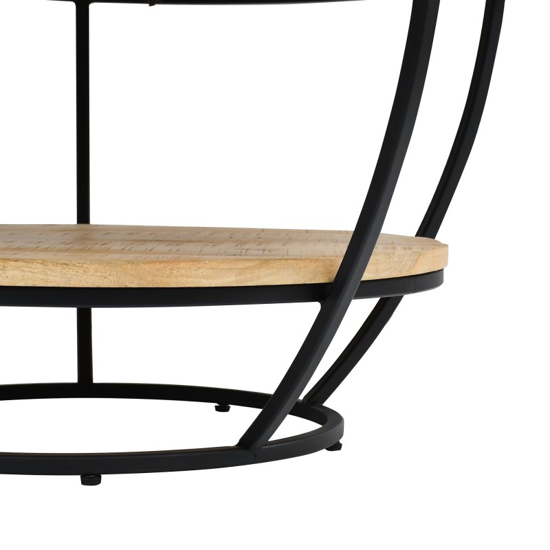 Ronde salontafel in massief hout en zwart metaal - Corven