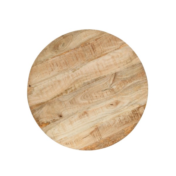 Ronde salontafel in massief hout en zwart metaal - Orson