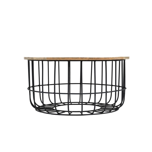 Ronde salontafel in massief hout en zwart metaal - Orson