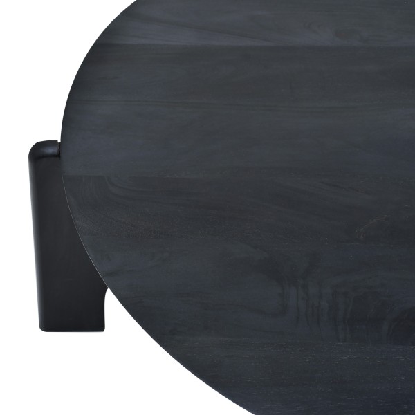 Ronde zwarte salontafel in massief hout - Stellan