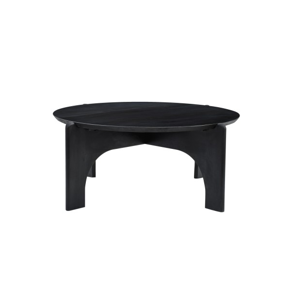 Ronde zwarte salontafel in massief hout - Stellan