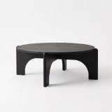 Ronde zwarte salontafel in massief hout - Stellan