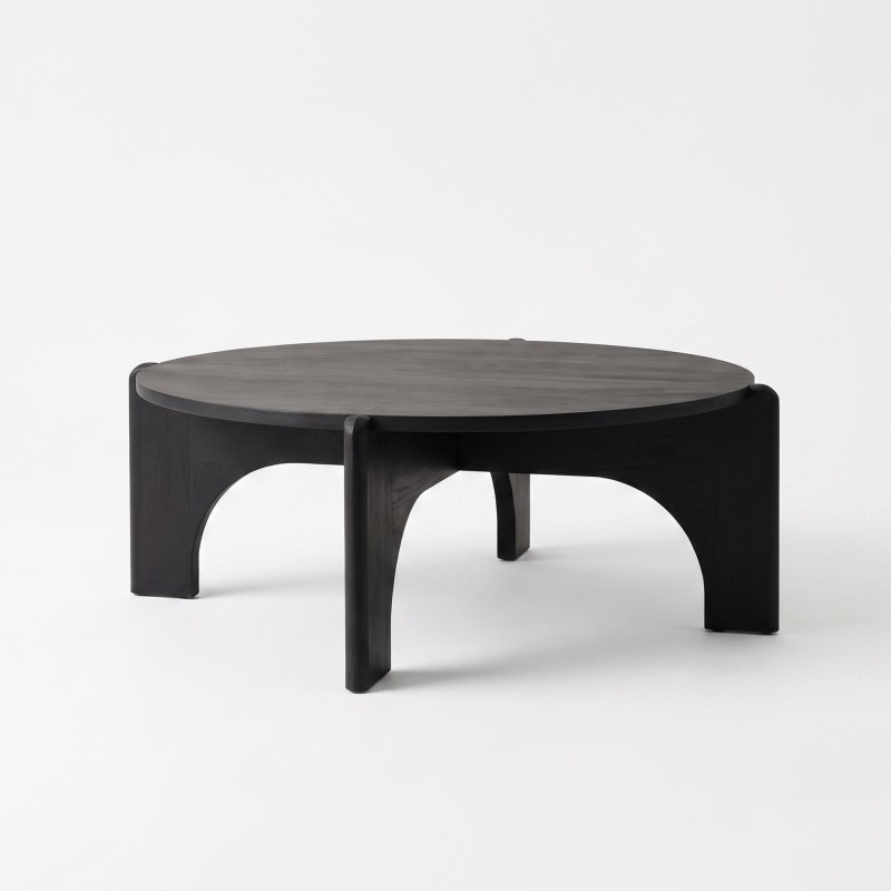 Ronde zwarte salontafel in massief hout - Stellan