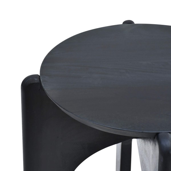 Ronde zwarte bijzettafel in massief hout - Stellan