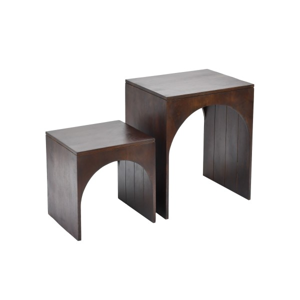 Set van 2 donkerhouten massief houten nesttafels - Isak